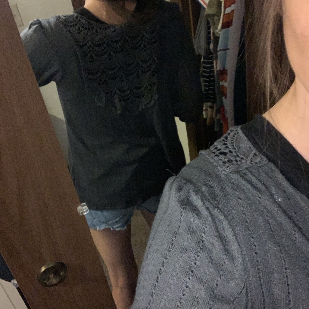 Small grey cardigan with lace back detail